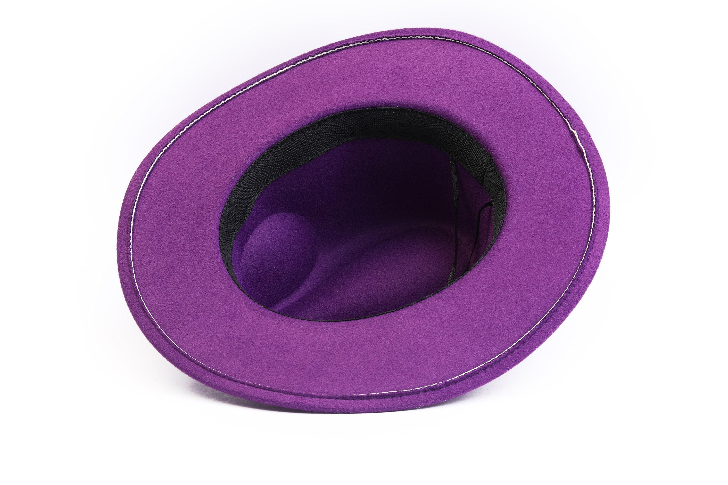 Purple Wide Brim Adjustable Felt Hat Women Men Wide Brim Fedora Hats for Women & Men Classic Dress Panama  main image 4