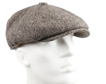 Beige Tweed Wool 8 Panels Cap, Peaky Blinders Hat, Baker Boy Hat, Irish flat cap, Hatsquare Newsboy Cap, Winter Tweed Fabric Cap