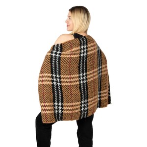 Camel Plaid Winter Oversize Women Scarf, Winter Shawl, Women Blanket Scarf, Winter Warm Pashmina Shawl, Mothers Day Gift, Winter Throw