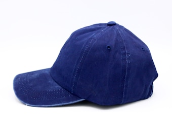 Berretto da baseball in cotone blu scuro, cappello da baseball, berretto tinto a pigmento, cappello estivo da uomo, berretto da baseball regolabile, cappello estivo da donna
