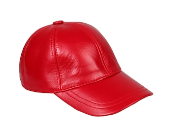 Boné de couro vermelho, chapéu de couro Hatsquare, chapéu de couro feminino, boné de couro ajustável, boné de couro masculino, boné esportivo