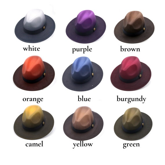 Ombre Vegan Felt Fedora Hat, Hatsquare Men Winter Stiff Brim 