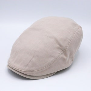 Beige Cotton Summer One Size Flat Cap, Peaky Blinders Hat, Baker Boy Hat,Irish flat cap, Gatsby Hat, Summer Men Hat, Ivy League Hat image 4