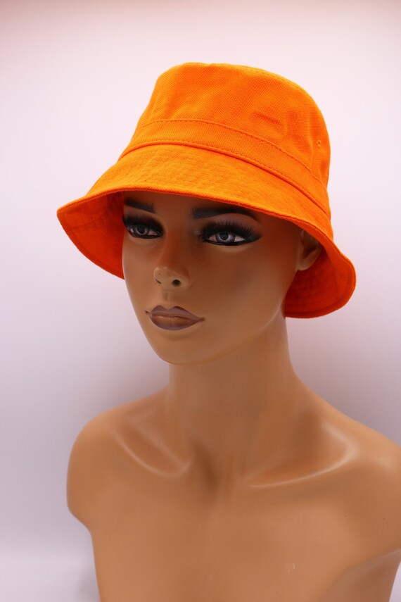 Neon Orange Bucket Hat Bright Color 