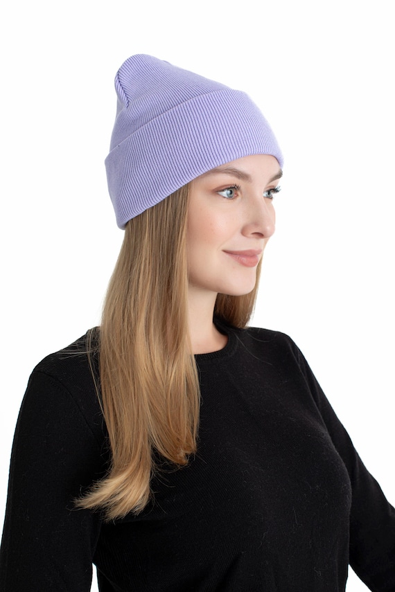 Unisex Wintermütze – Lila, 100% Acryl, Ohne Bommel – Einheitsgröße, Für Damen & Herren, Sportlich & Warm