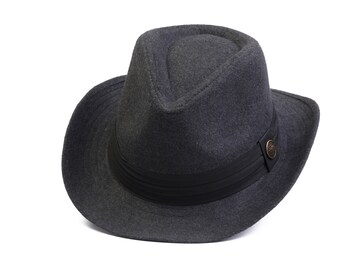 Dark Gray Cowboy Hat Faux Felt Cowboy 