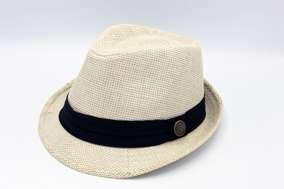 Beige Borsalino Straw Hat Straw Fedora 