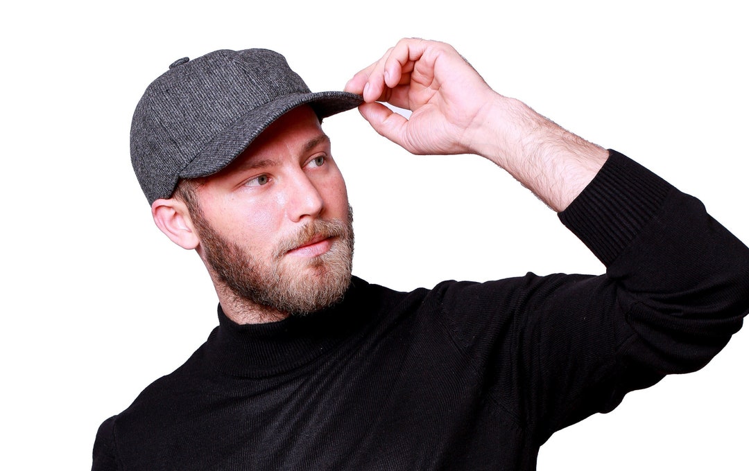 Gray Wool Baseball Hat, Hatsquare Wool Baseball Cap, Winter Hat, Warm Hat, Men Baseball Cap