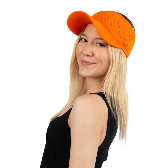 Orange Mercerized Cotton Visor, Hatsquare Women Summer Hat  display picture 3
