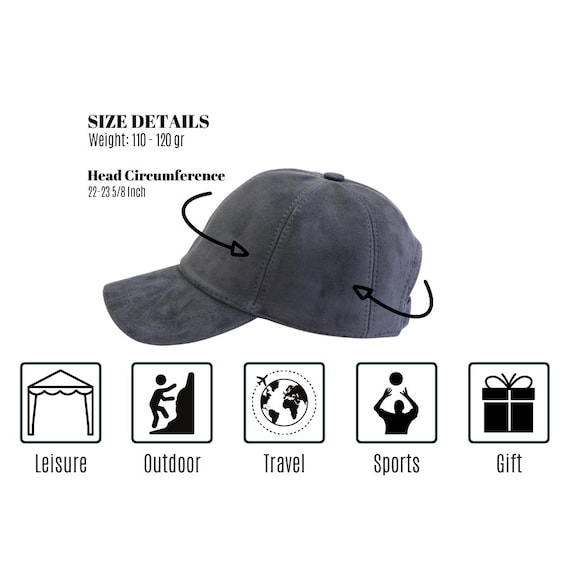 Gray Suede Leather Baseball Cap, Hatsquare Leather Baseball  display picture 1