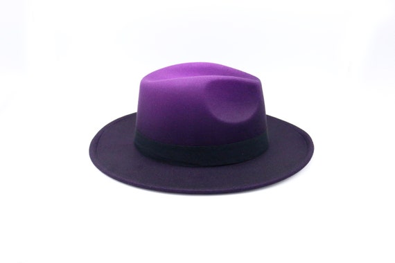 Purple Ombre Fedora Hat Vegan Felt 