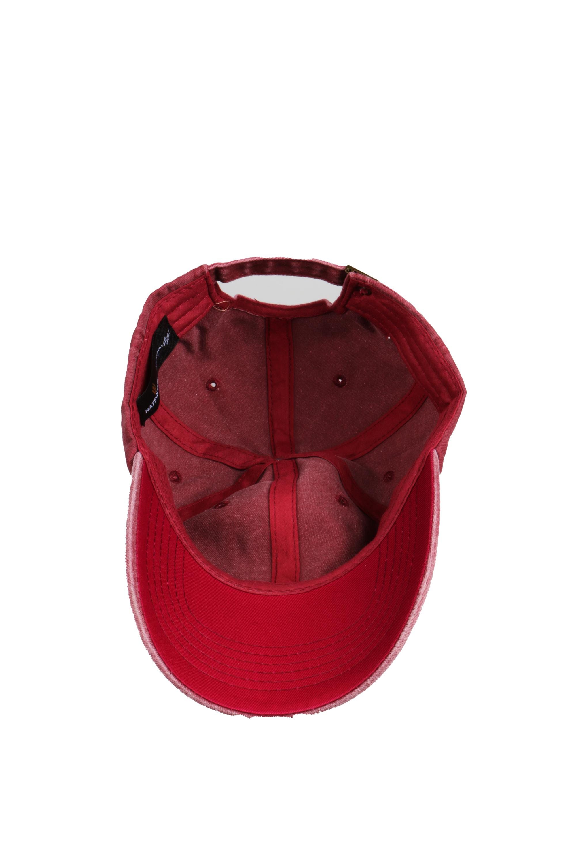 Burgundy Washed Cotton Baseball Cap, Pigment Dyed Cap 