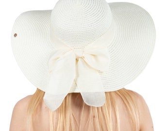 Ivory Romantic Vintage Style Wide Brim Straw Hat, Holiday Hat, Women Summer Hat, Beach Hat, Boho Hat, Foldable Sun Hat, Bridesmaid hats