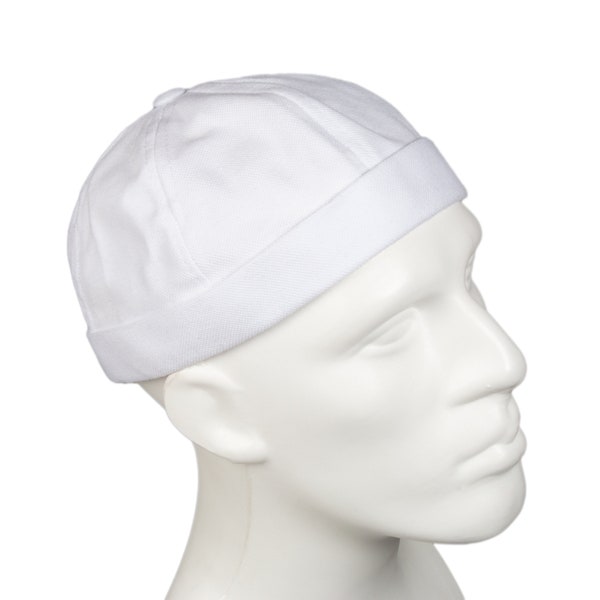 Chapeau Docker en coton blanc, bonnet homme d'été, chapeau sans bord militaire marin, casquette tête de mort Streetwear en coton, chapeau de travailleur de quai en tissu