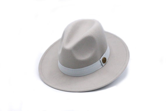 Light gray wide brim hat. The Laird | Grey Wide Brim Teardrop Fedora – Agnoulita Hats main image 3