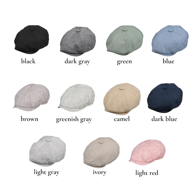 Linen Summer 8 Panel Newsboy Cap, S-3XL Size Peaky Blinders Hat, Hatsquare Baker Boy Irish flat cap, Lightweight Summer Men Hat, Ivy hat image 2