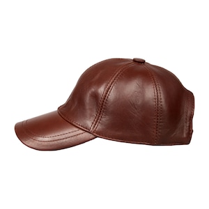 Chocolate Brown Leather Baseball Cap, Hatsquare Leather Baseball Cap,  Adjustable Man Leather Cap, Women Leather Baseball Cap, Sports Hat