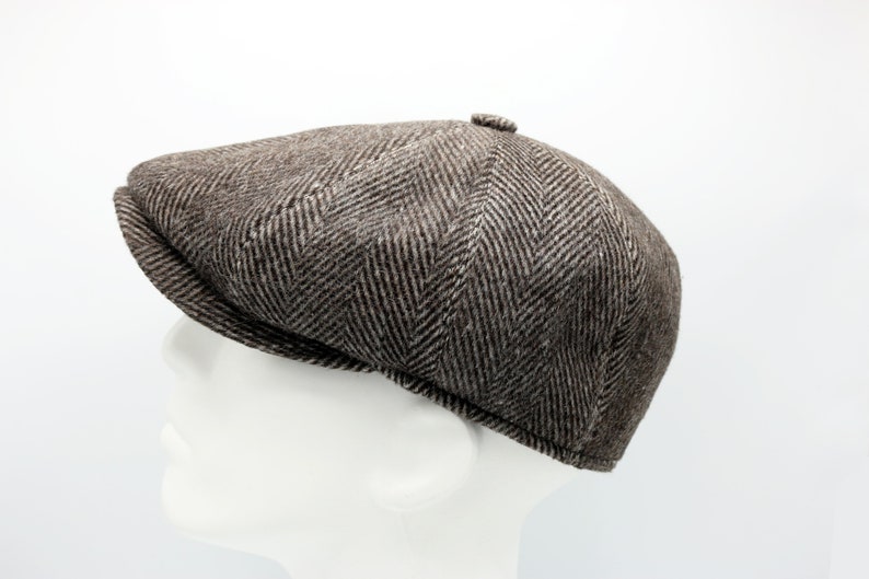 Brown Herringbone Wool 8 Panels Cap Peaky Blinders Hat Baker - Etsy