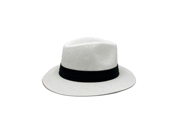 White Straw Panama Hat, Stiff Brim Hat, Men Summer Hat, Women