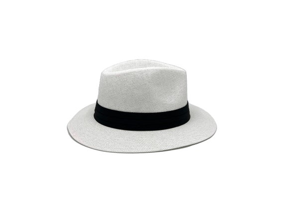White Straw Panama Hat Stiff Brim Hat 