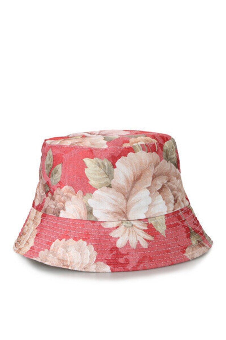 Red Wintage Flower Bucket Hat 