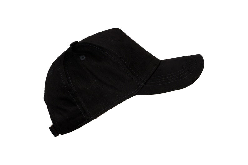 Black Cotton Fabric Baseball Cap, 5 Panel Baseball Hat, Men Summer Hat, Adjustable Baseball Cap, Women Summer Hat, Sports Hat, Dad Cap image 6