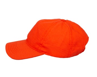 Orange Linen Fabric Baseball Cap, Hatsquare Baseball Hat, Summer Women Baseball Cap, Adjustable Baseball Cap, Women Summer Hat, Sports Hat,