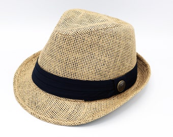 Camel Fedora Straw Hat, Holiday Hat, Hatsquare Men Summer Hat, Straw Fedora Hat, Beach Hat, Sun Hat, Boho Hat, Short Brim Hat