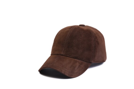 Personalized Chocolate Brown Suede Leather Baseball Cap, Woman Leather Hat,Adjustable Leather Cap,Man Baseball Cap,Personalized Gift