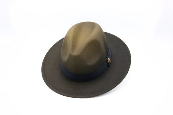 Green Ombre Fedora Hat, Vegan Felt Stiff Brim Hat, Men  display picture 3