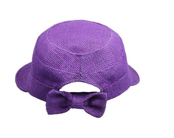 Purple Romantic Bow Style Wide Brim Jute Hat, Holiday Hat, Hatsquare Women Summer Hat, Beach Hat, Boho Hat, Foldable Sun Hat, Bridesmaid Hat