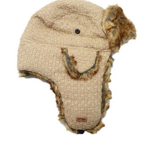 Bonnet aviateur en tissu à tricoter pour homme, chapeau en peau de mouton Faux Shearling, casquette de trappeur, chapeau d'hiver pour homme, chapeau à long oreillette, cadeau de Noël, cadeau d'anniversaire image 5