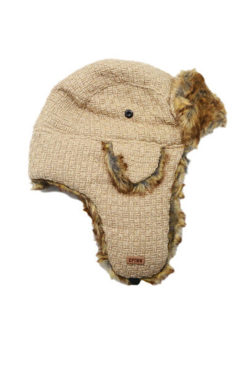 Bonnet aviateur en tissu à tricoter pour homme, chapeau en peau de mouton Faux Shearling, casquette de trappeur, chapeau d'hiver pour homme, chapeau à long oreillette, cadeau de Noël, cadeau d'anniversaire image 5