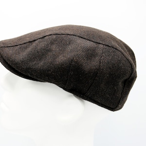 Dark Brown Herringbone Wool Flat Cap, Baker Boy Hat, Irish flat cap, Hatsquare Man Newsboy Cap, Men Scarf Set