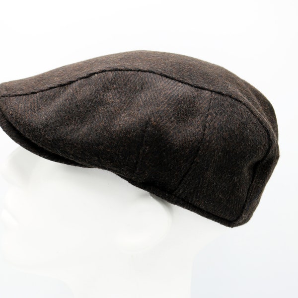 Dark Brown Herringbone Wool Flat Cap, Peaky Blinders Hat, Baker Boy Hat, Irish flat cap, Hatsquare Man Newsboy Cap, Men Scarf Set