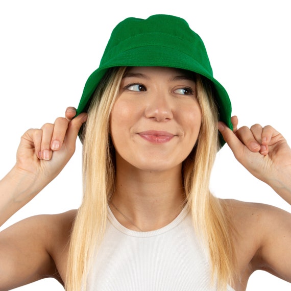 Green Cotton Bucket Hat, Women Bucket Hat, One Size Hat, Women