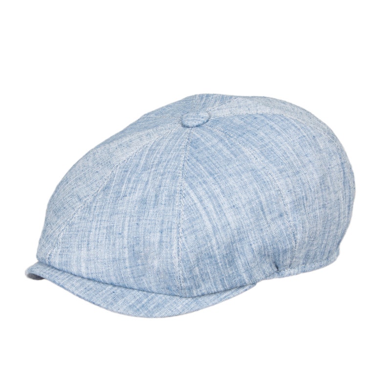 Himmel Blau Baumwolle Sommer 8 Panel Schiebermütze, Peaky Blinders Hut, Hatsquare Baker Boy Hut, Leichte Sommer Männer Hut, Hochzeit Groomsmen Cap Bild 7