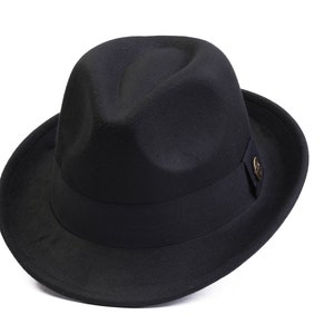 Black Fedora Polar Fleece Hat, Man Winter Hat, Stiff Fedora Hat, Fedora For Men, Short Brim Hat, Vintage Hat, Christmas Gift