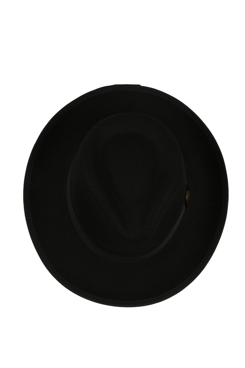 Chapeau fedora en feutre végétalien noir, chapeau d'hiver homme Hatsquare, chapeau fedora mi-rigide, chapeau à bord large femme, bord plat, chapeau de demoiselle d'honneur/garçon d'honneur image 5