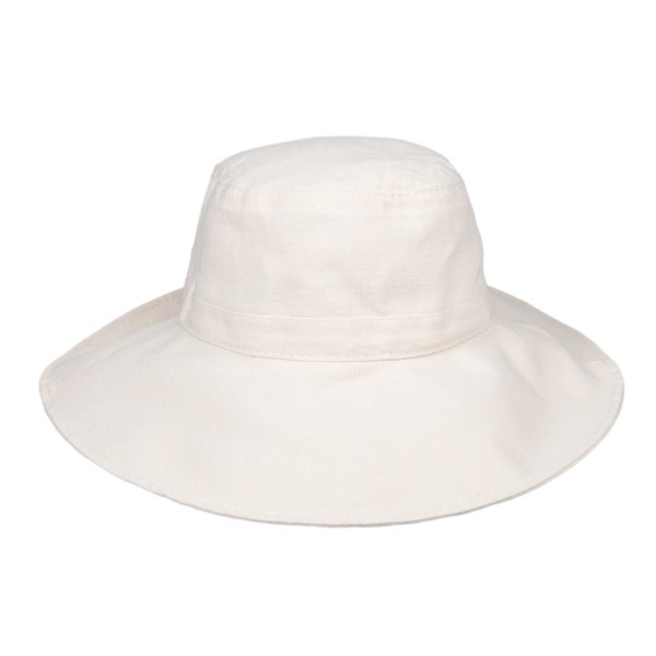 Chapeau de seau à large bord en lin ivoire, chapeau de seau d'été de couleur vive, chapeau pliable taille unique, chapeau de soleil femme Hatsquare, chapeau de lin, chapeau de pêcheur