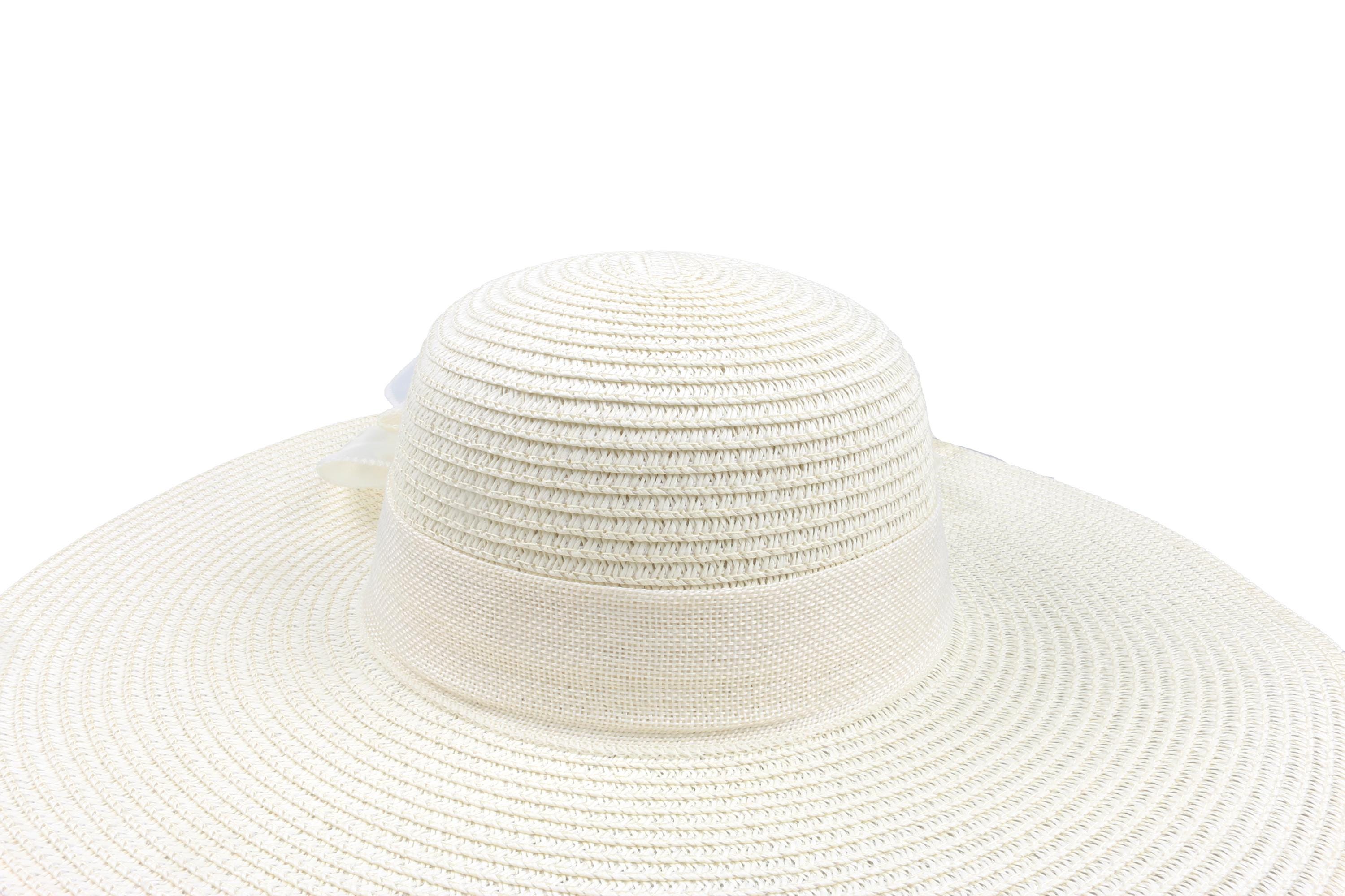 Vintage Y2K Ivory Wide Brim Sun Hat, Wired Adjustable Brim Romantic Garden Party Ivory Romantic Vintage Style Wide Brim Straw Hat, Bead and  main image 4
