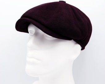 Dark Purple Wool 8 Panels Man Cap, Peaky Blinders Hat, Baker Boy Wool Hat, Irish flat cap, Hatsquare Men Newsboy Cap, Christmas Gift