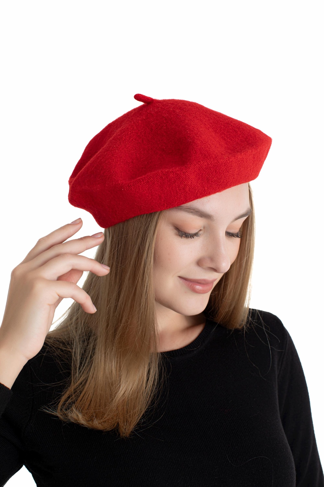 Boina francesa roja, gorro de pintor, boina de fieltro para mujer, gorro de  invierno para mujer, regalo de Navidad, regalo para ella, gorro de