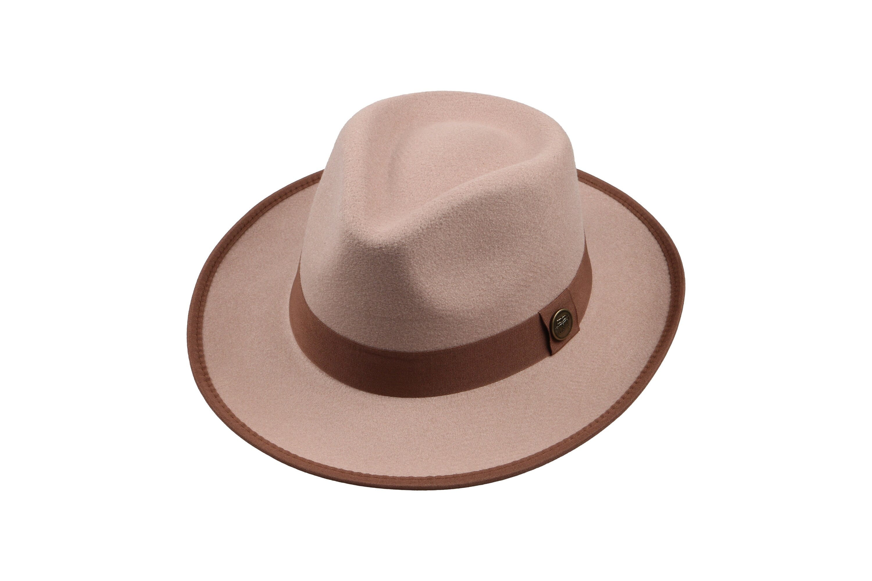 Milky Brown Vegan Felt Fedora Hat, Hatsquare Men Winter Hat 