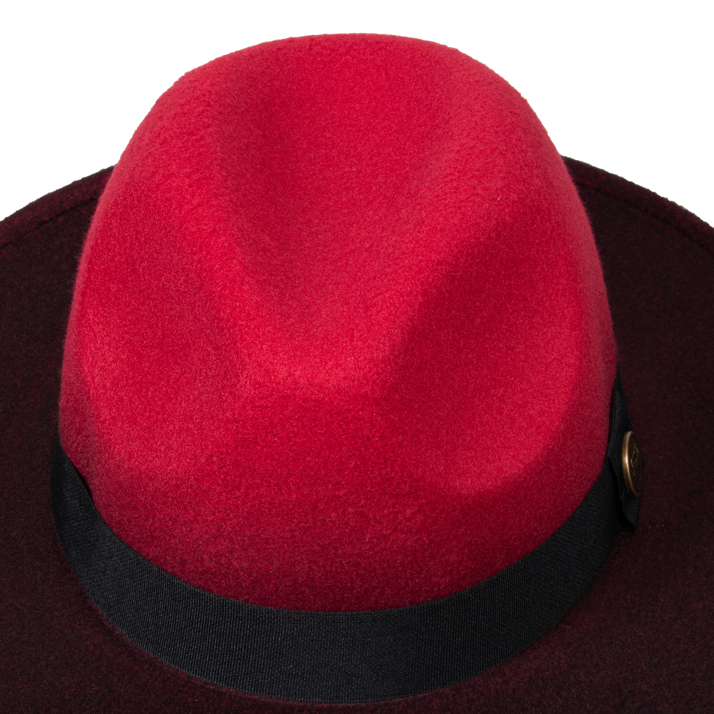 Burgundy Ombre Fedora Hat, Vegan Felt Stiff Brim Hat, Men 
