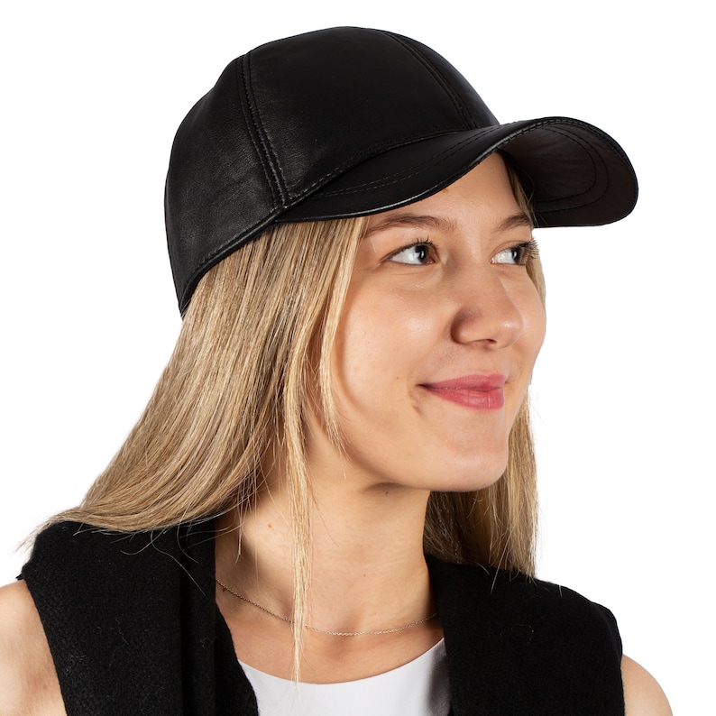 Basic Colors Leather Baseball Cap, Hatsquare Leather Hat, Woman Leather ...