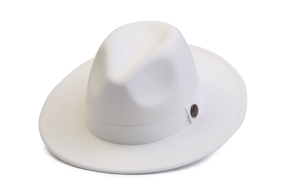 White Fedora Hat, Vegan Felt Stiff Brim Hat, Men Winter Hat, Women Wide  Brim Hat, Stiff Fedora Hat, Hatsquare Man / Woman Flat Brim 