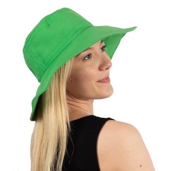 Green Linen Wide Brim Bucket Hat, Bright Color Summer Bucket Hat, Foldable  One Size Hat, Hatsquare Women Sun Hat, Linen Hat, Fishermans Hat -   Canada