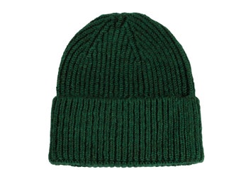 Bonnet unisexe sans couture vert, bonnet en acrylique, bonnet d'hiver Hatsquare, casquette tête de mort homme, bonnet d'hiver en tricot à revers, bonnet super doux pour femme