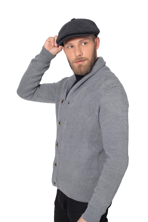 Herringbone Wool Panels Newsboy Cap, Peaky Blinders Hat, Baker